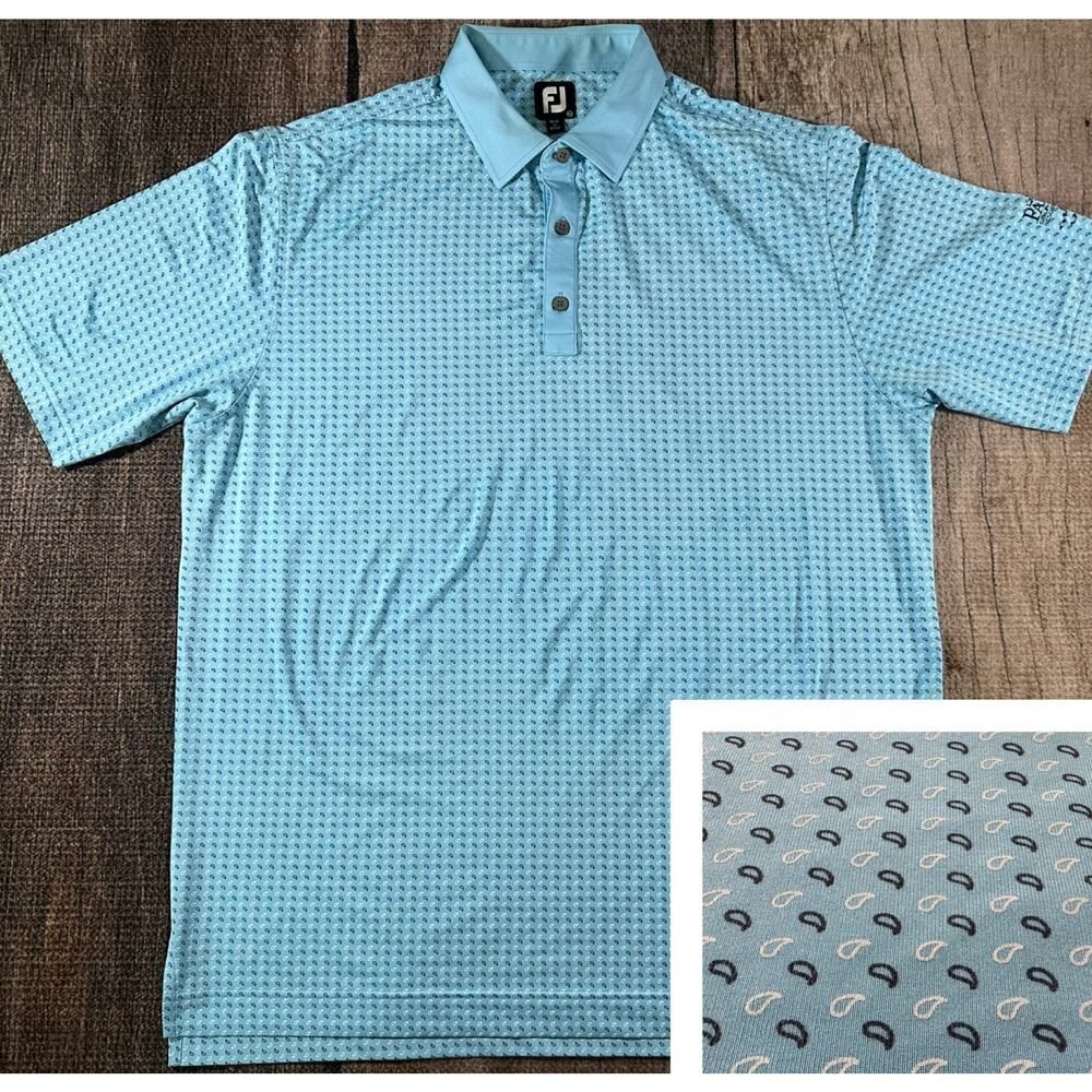 Footjoy Golf Polo Mens Blue Striped Short Sleeve Shirt Large Paiute Golf
